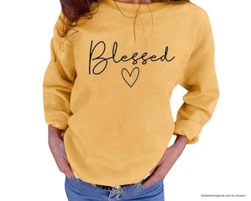 blessed shirt . UNIQUEONE Blessed Sweatshirt for Women Letter Print Lightweight Thanksgiving Pullover Tops Blouse