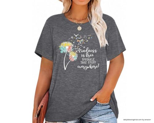 blessed shirt Womens Plus Size Dandelion Print Tshirt Cute Graphic Floral Tees Short Sleeve Summer Blessed Tee Tops