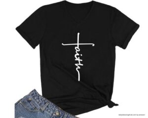 blessed shirt Women Faith Graphic V-Neck Cute Tee Shirts Tops