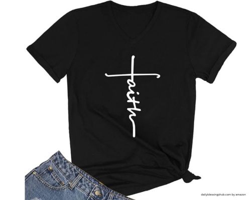 blessed shirt Women Faith Graphic V-Neck Cute Tee Shirts Tops
