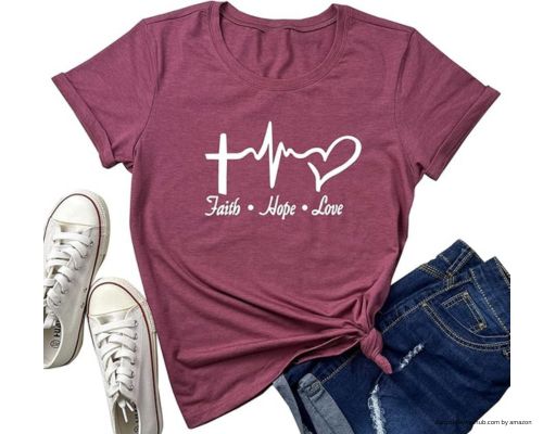 blessed shirt MAXTREE Women Faith Hope Love Graphic Tees Cute T-Shirts