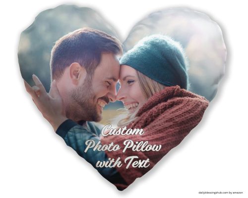 Custom Love, Couple Photo Pillow w Any Picture Heart Shape, 16x16 - Optional Pillow Insert Personalized Pillow Cover with Your Loved Ones - Custom Gifts w Any Picture, Couple Gifts. bless your heart pillow