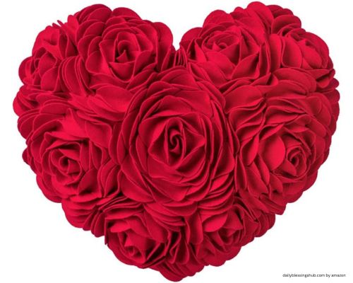 JWH 3D Flower Throw Pillow Covers Decorative Aesthetic Floral Accent Pillow Cases Heart Shaped Cushion Love Decor for Couch Living Room Bed Chair 14 x 16 Inches Red. bless your heart pillow