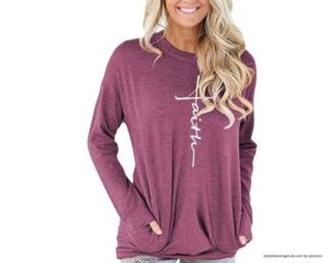 Mansy Faith Sweatshirt Loose Fit Tunic Tops. blessed hoodie
