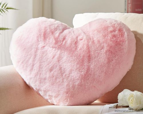YRXRUS Heart Pillows, Love Heart Shaped Pillow, Small Cute Pink Heart Pillows for Gifts, Faux Rabbit Throw Pillows for Her, Kids, Girls Home Decoration, 10X11 Inch. bless your heart pillow